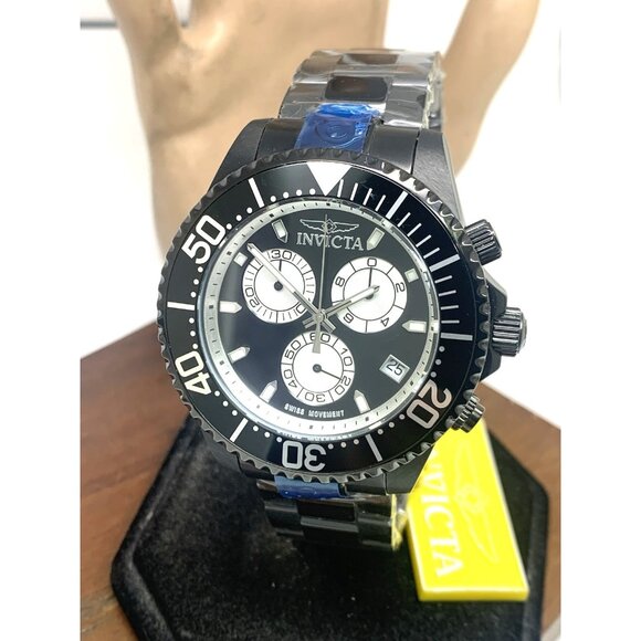 Invicta Men's Watch 26852 Grand Diver Swiss Quartz Chronograph Black Dial 47mm - Picture 1 of 15
